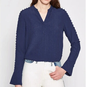Joie Women’s Abe Button Sleeve Blouse Blue Size Large